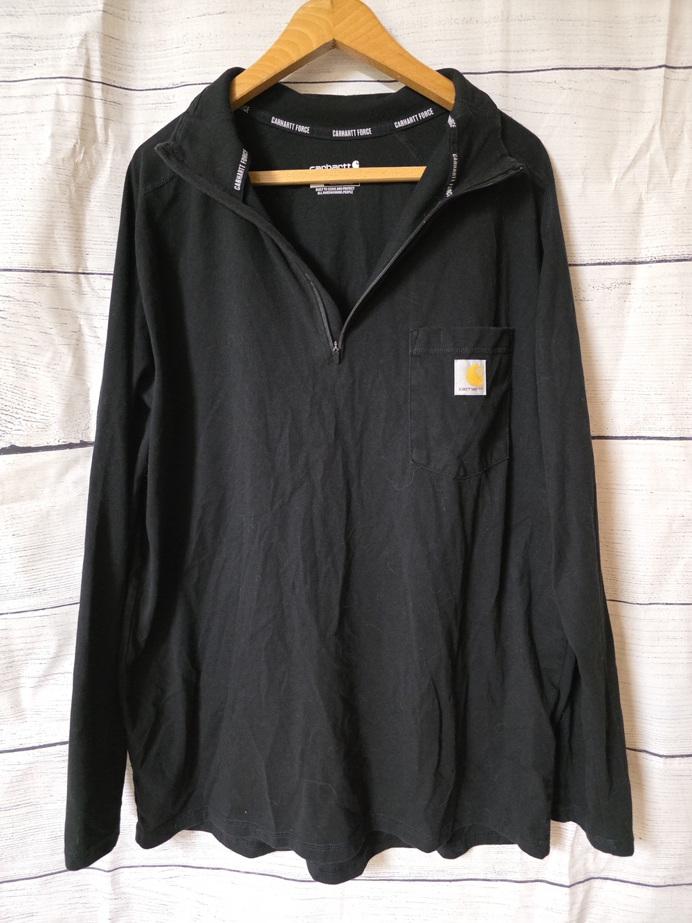 Carhartt Black Long-Sleeve Quarter Zip Work Shirt